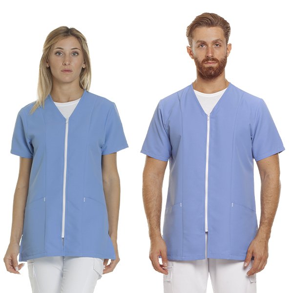 Light blue unisex zipper tunic
