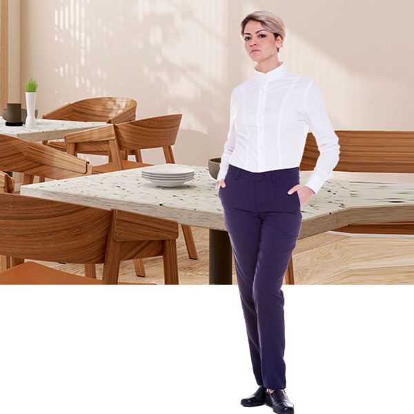 Trousers for waitress and bartender with no ironing