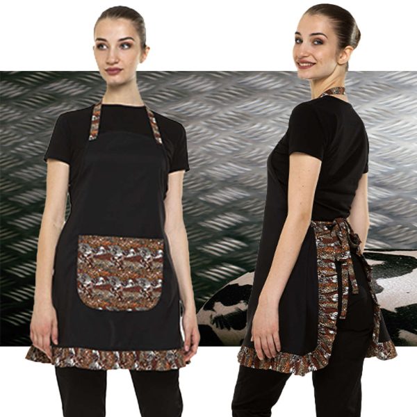 Women's Non-IRING Apron with Leopard Inserts