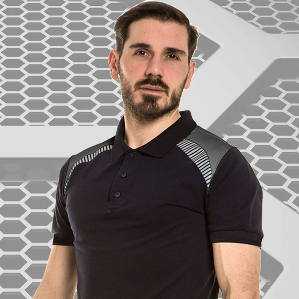 Polo unisex elasticizzata con Bande rifranfgenti su spalle 3 Polo unisex elasticizzata con Bande rifranfgenti su spalle - immagine 3