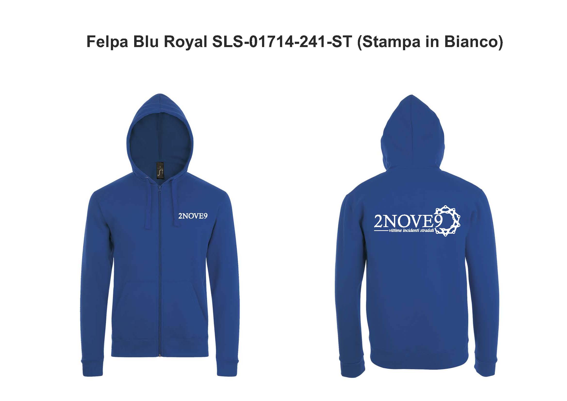 Felpa 2NOVE9 Blu Royal SLS-01714-241-ST (Stampa in Bianco) 1 Felpa 2NOVE9 Blu Royal SLS-01714-241-ST (Stampa in Bianco)