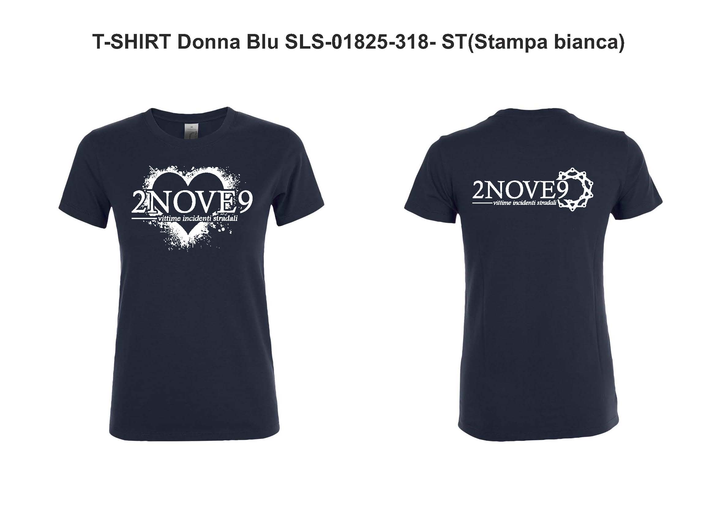 T-SHIRT Donna 2NOVE9 Blu SLS-01825-318- ST(Stampa bianca) 1 T-SHIRT Donna 2NOVE9 Blu SLS-01825-318- ST(Stampa bianca)